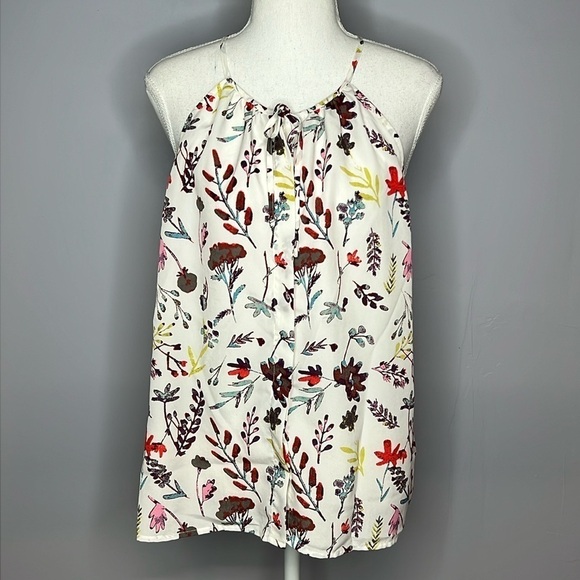 COLLECTIVE CONCEPTS LARGE SLEEVELESS TOP WHITE WITH FLORAL - Picture 1 of 9